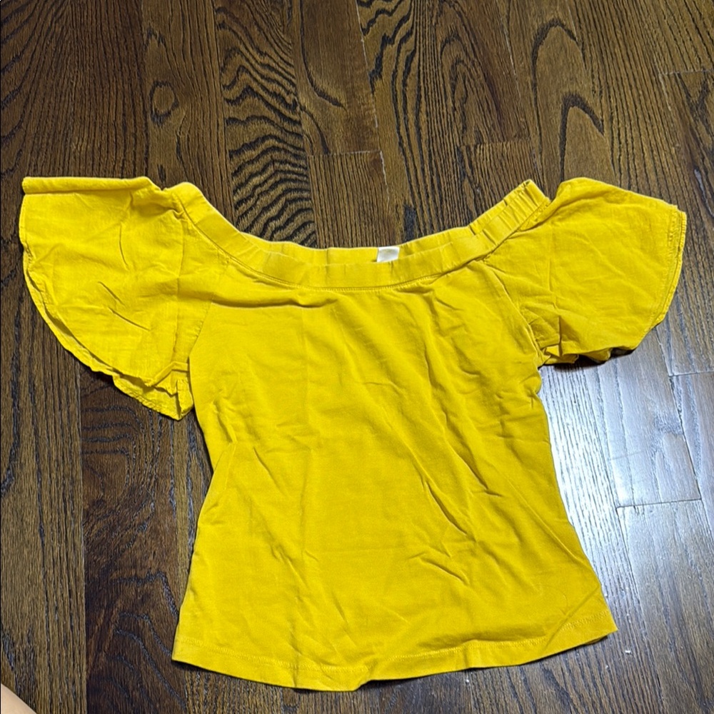 Anthropologie Mustard Off-Shoulder Blouse